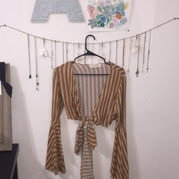 Audrey 3+1 Tops - Audrey 3+1 Striped Tie Long Sleeve